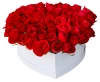 Rosas rojas en caja corazón blanca