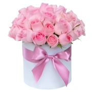 caja-redonda-blanca-con-30-rosas-rosas-cancun-flower-shop